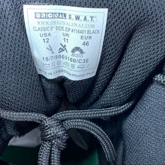 Original SWAT~Men's~Classic 6" Side Zip Black Leather Boots~(116401)~Size 12 - Picture 8 of 10